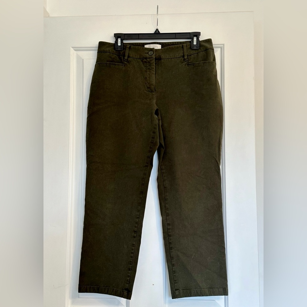 Talbots Size 12 Petite Curvy Ankle Length Green Pants